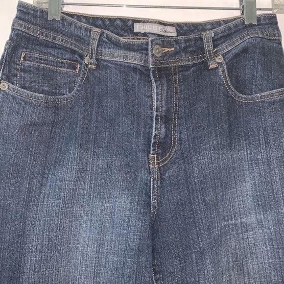 Chicos Platinum Denim Jeans Size 1 Regular Mid-Rise Bootcut Dark Wash Stretch Co - Picture 3 of 14